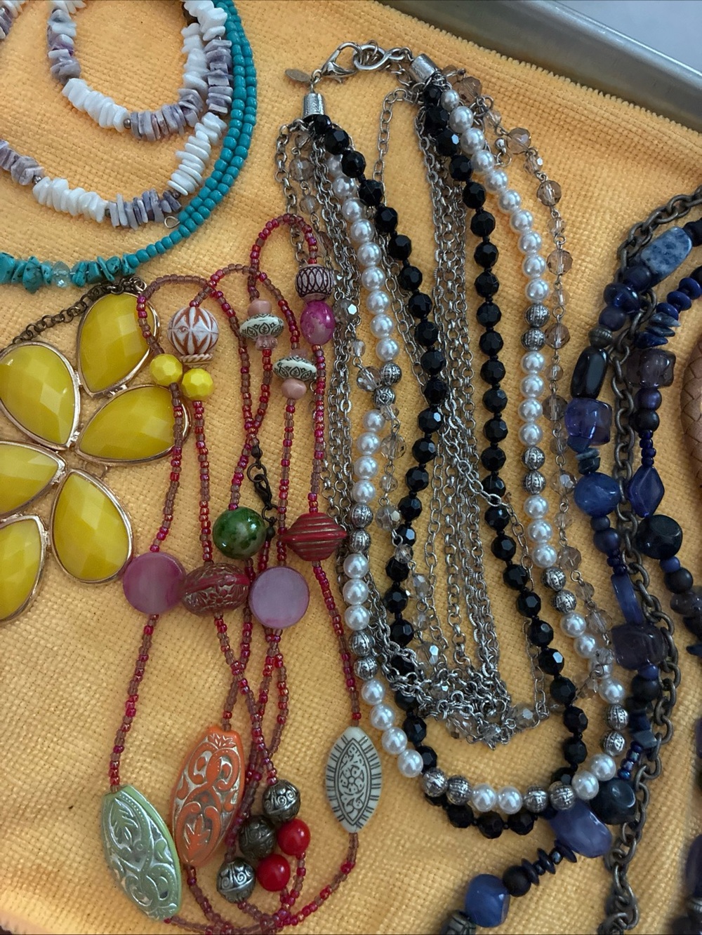 Fashioned Lot of 8 Necklaces. Various Lengths and Styles. Stones Glass Beads